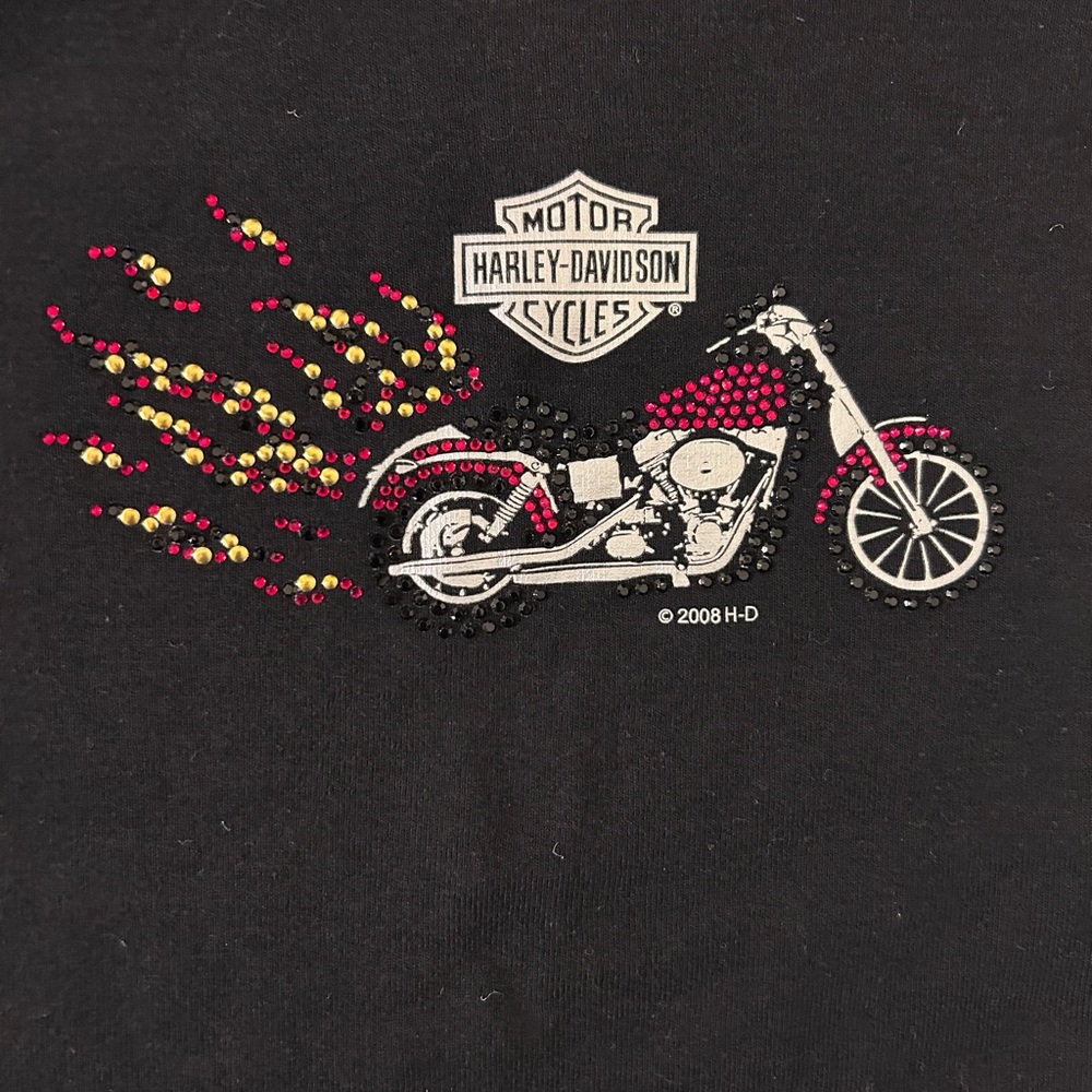 Harley-Davidson Black Long Sleeve Tee with Fiery Motorcycle Graphic - Picture 2 of 6
